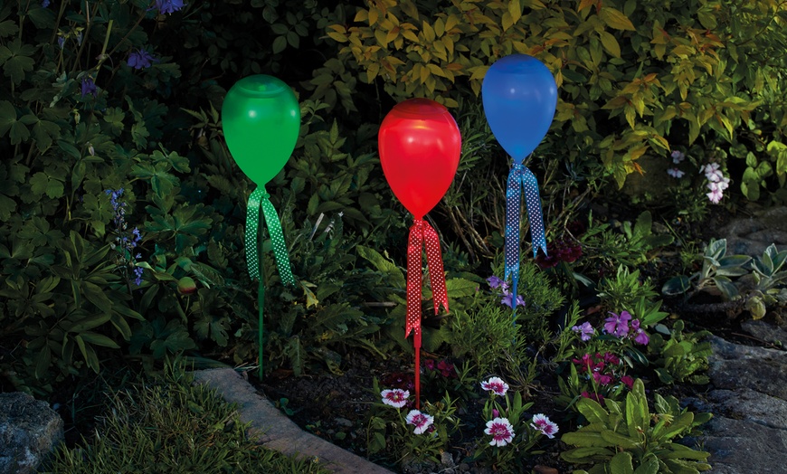 Image 1: Set of Three Solar Balloon Solar Stake Lights