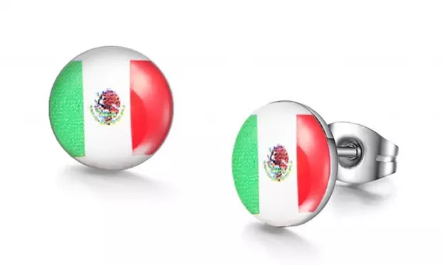 Mexican Flag Graphic Stud Earrings for Men - Primary Image