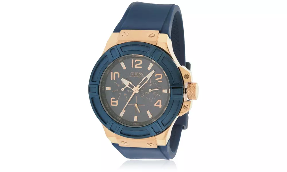 GUESS Blue Silicone Mens Groupon Goods