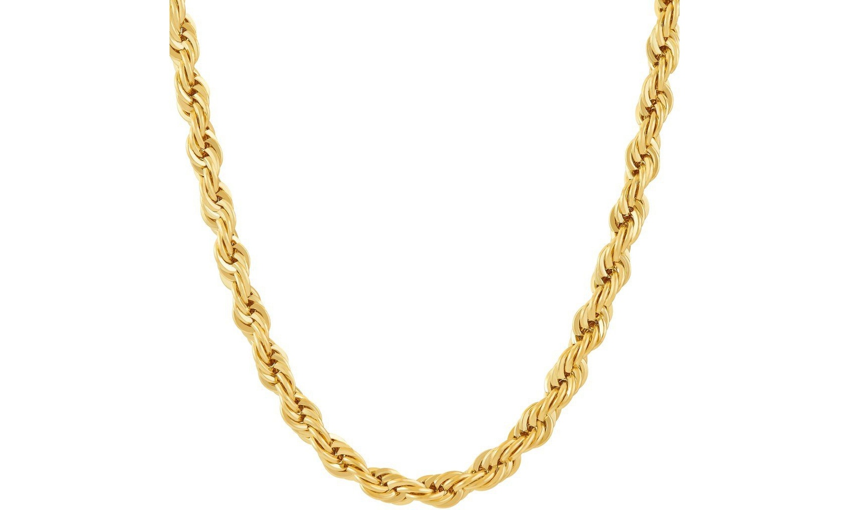 Gold Rope Chain- 6mm, 24K Overlay, Necklace for Men or Women