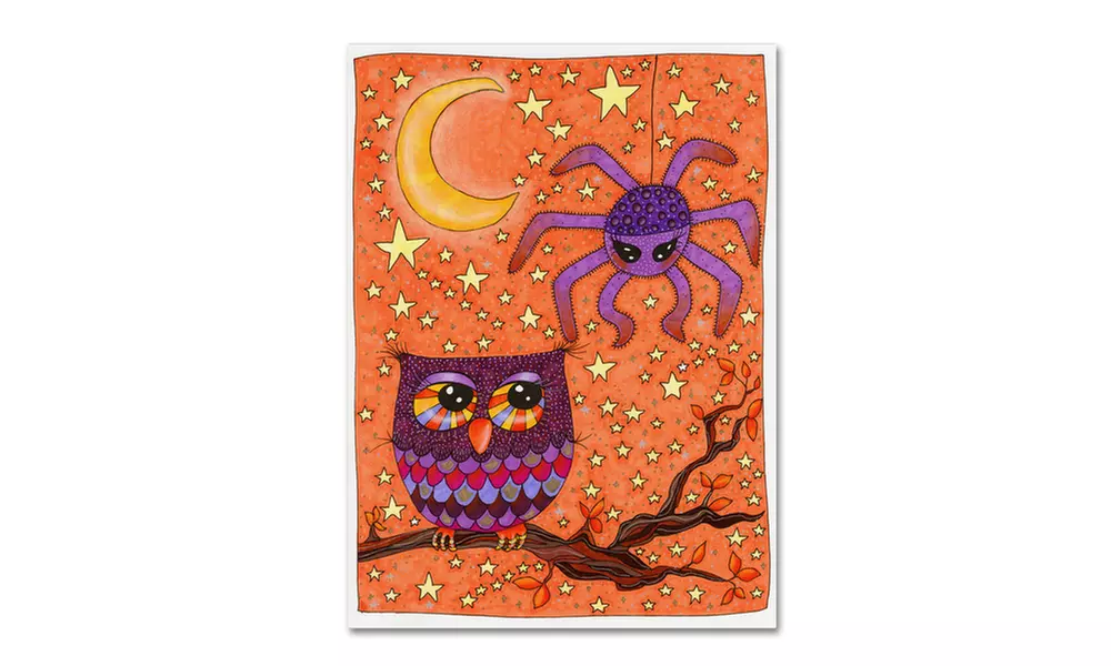 Kim Kosirog 'Halloween Owl And Spider' Canvas Art - Primary Image