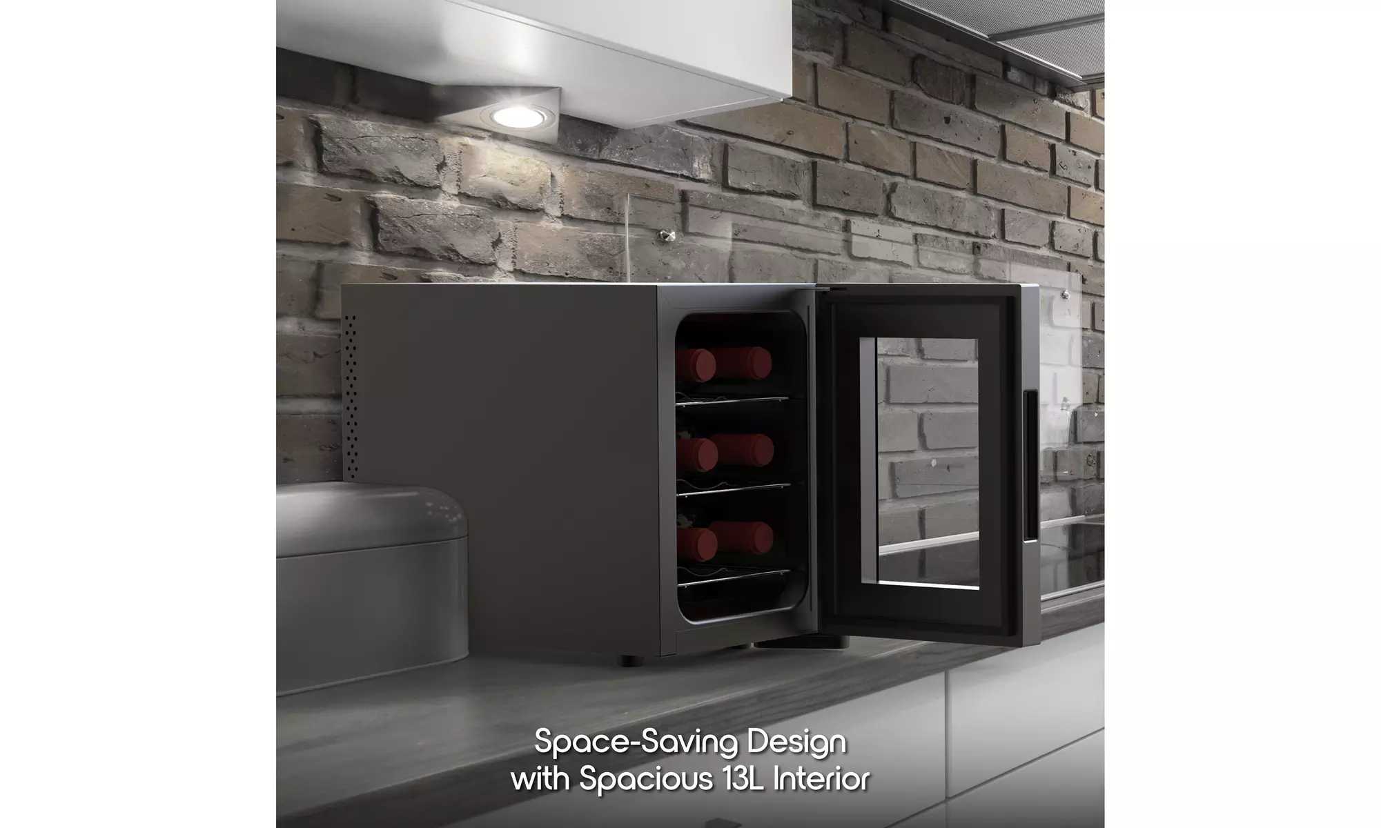 IonChill 6-Bottle Wine Cooler with Temperature Control and Wine Rack - Second Medium