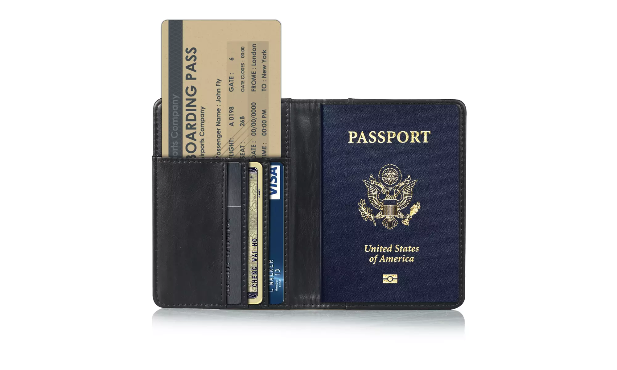 Passport Travel Leather holder RFID card Case Protector Cover Wallet - Primary Image