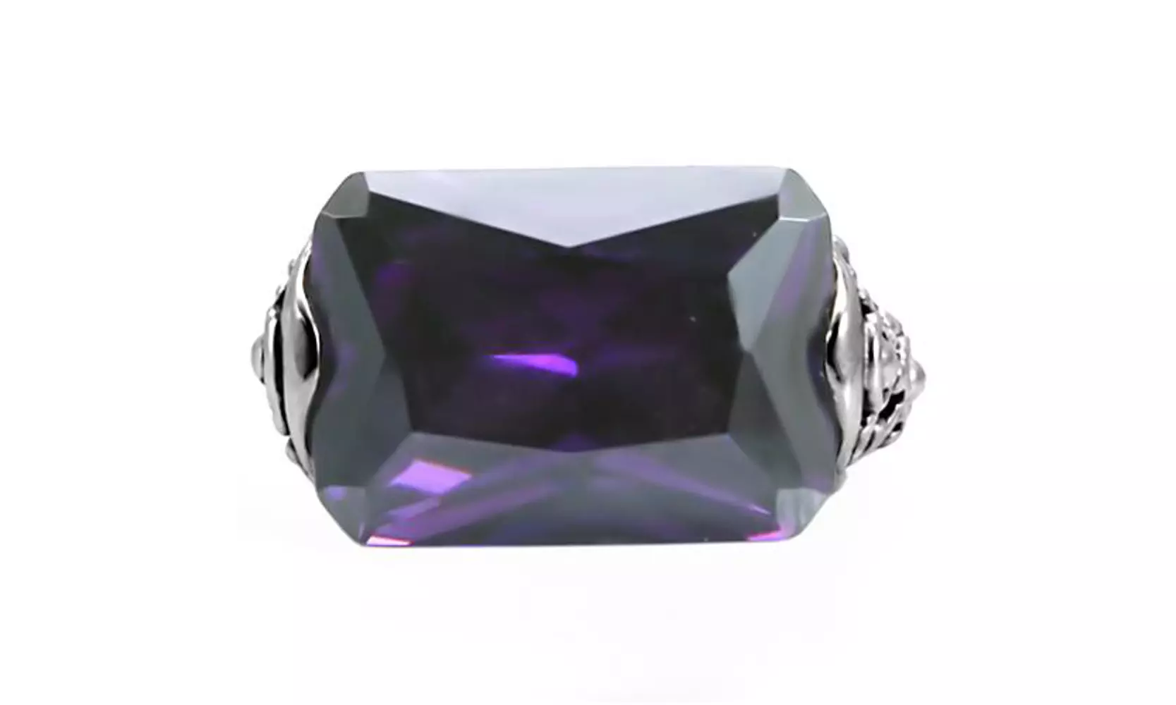28ct Emerald Cut Cubic Zirconia Celtic Style Stainless Steel Ring