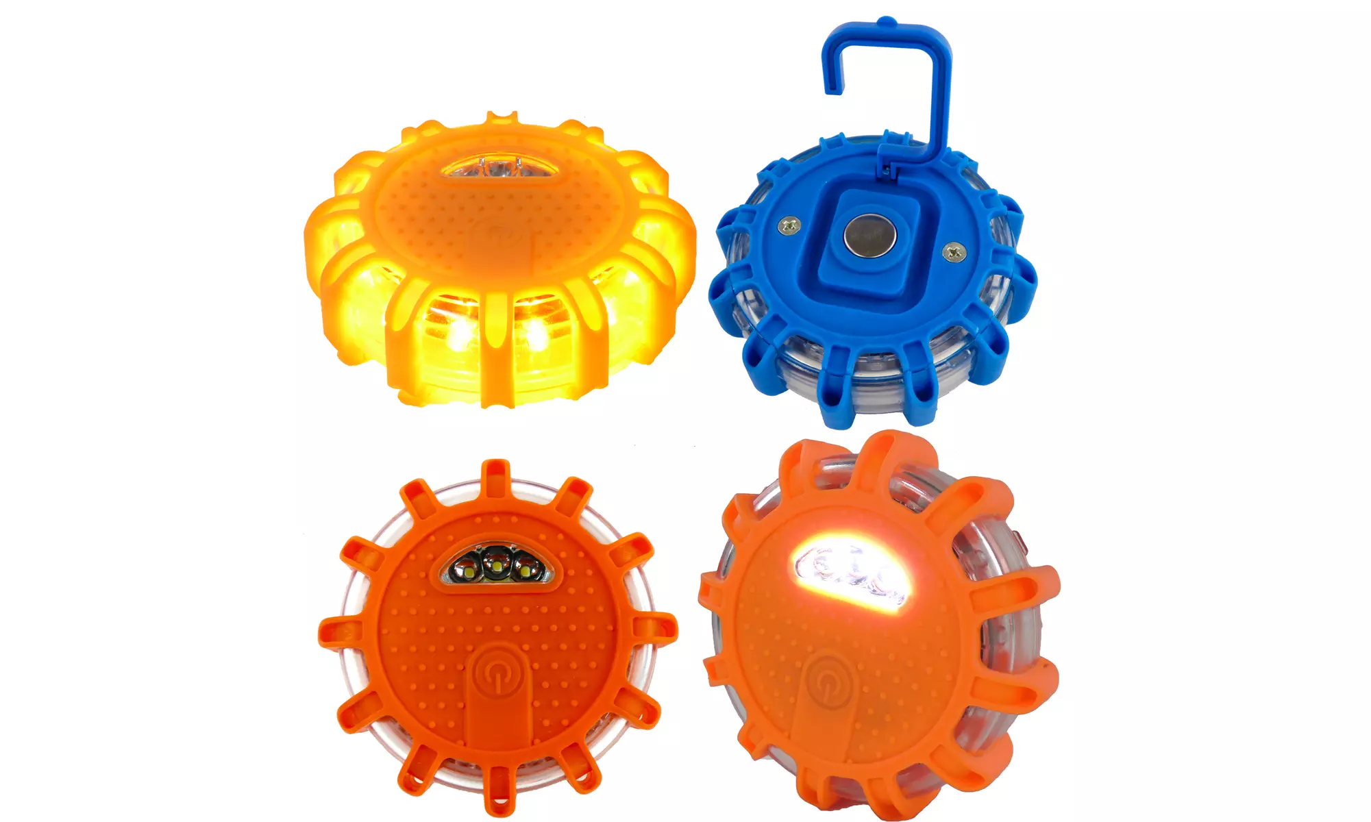 3pc LED Safety Road Side Emergency Flares Warning Disc Light Beacon - 9 Modes - Primary Image