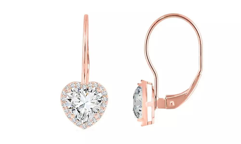 2.00 CTTW Heart Cut Leverback Earrings With Crystals From Swarovski