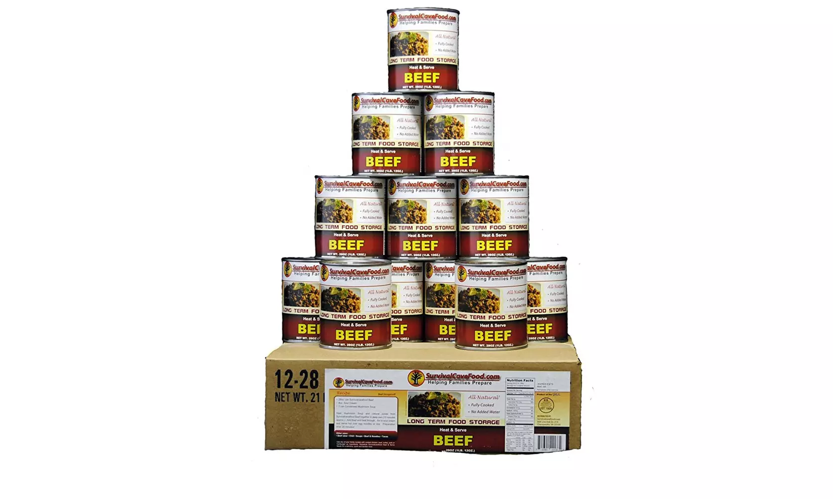 Survival Cave Food SCFBF Canned Beef- 12 cans - 1 case - Primary Image