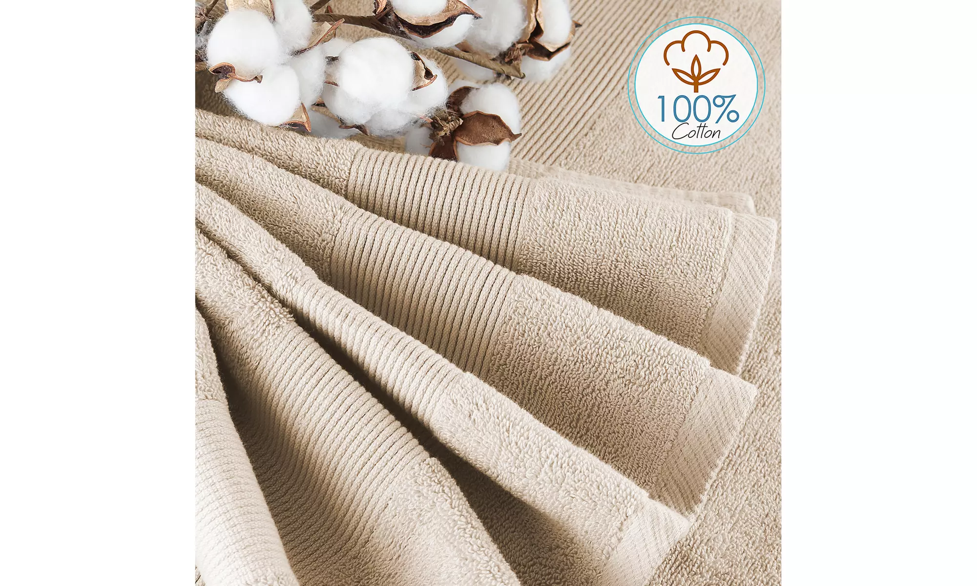 Hearth & Harbor Towels -100% Cotton Set of 10 ; 2 Bath, 2 Hand and 6 Washcloths