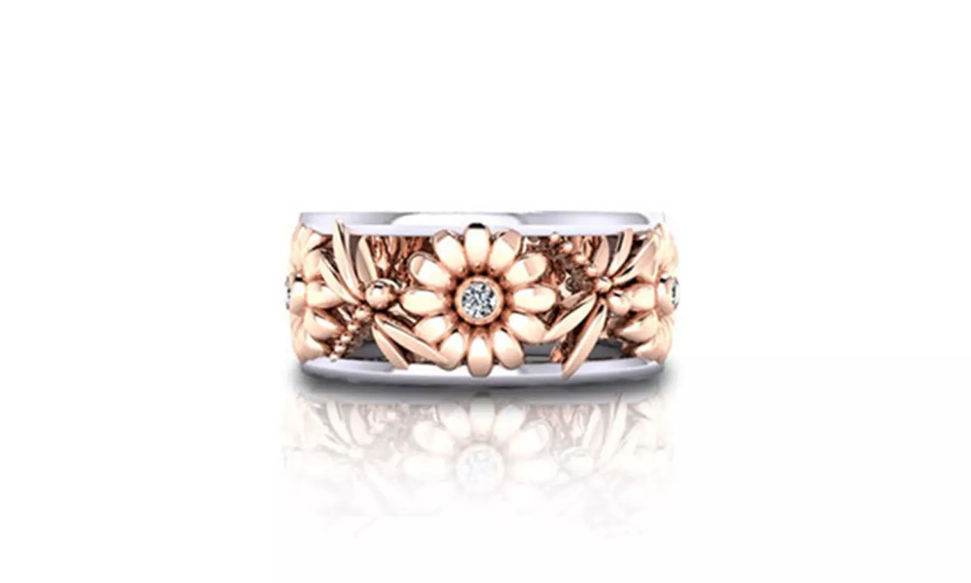 Women's Creative Sunflower Chrysanthemum Ring Separation Ring Engagement Ring - Second Medium