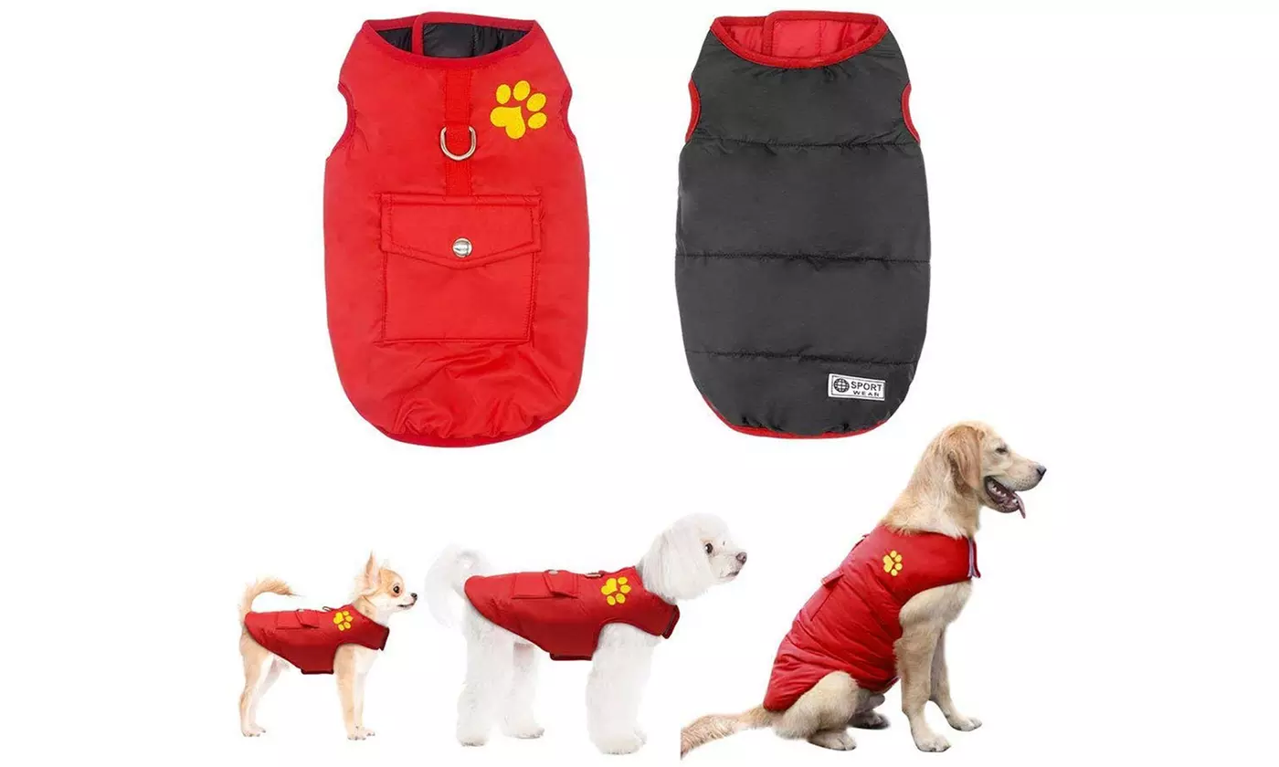 Winter Waterproof Warm Reversible Dog Vest Coats Jackets Outwear