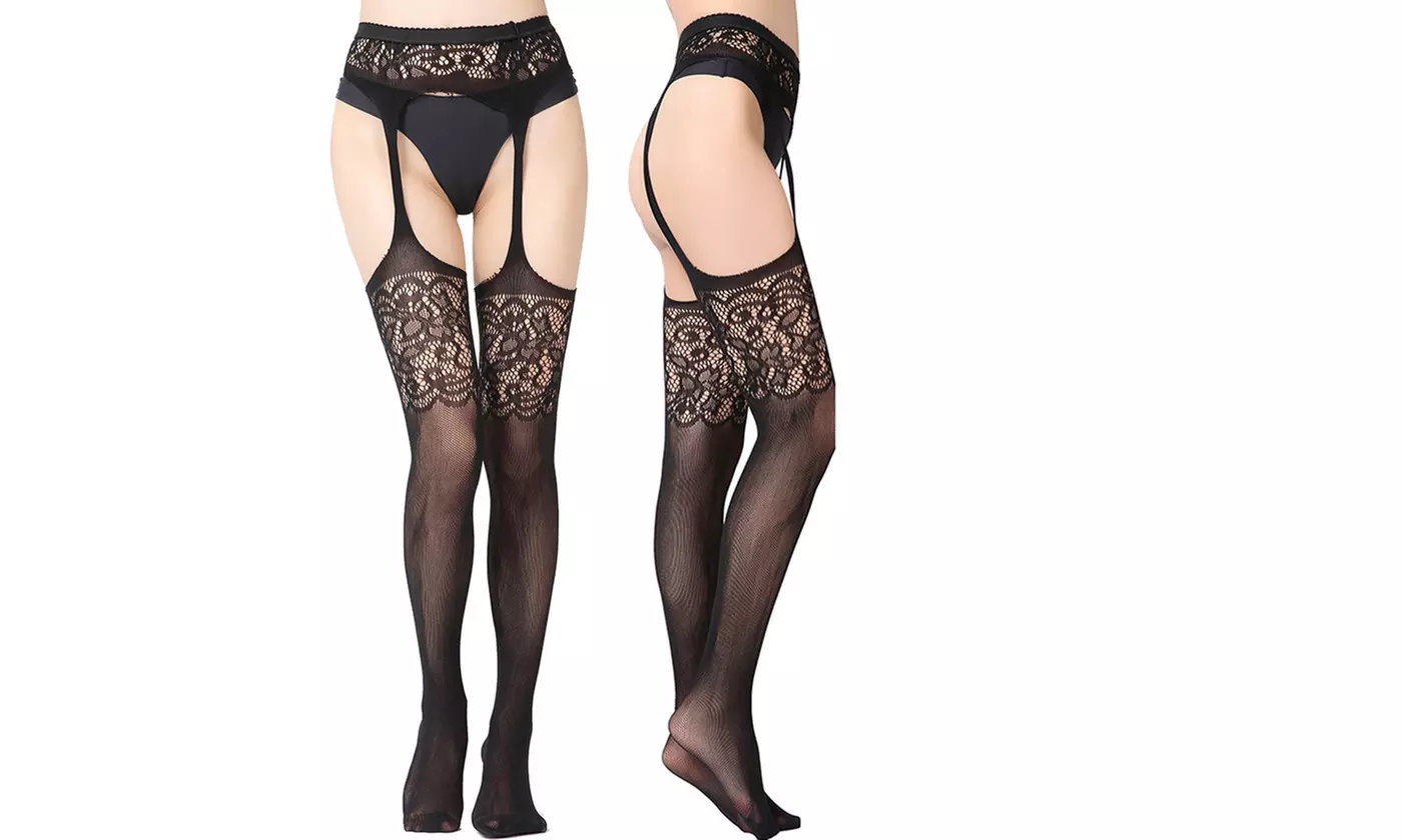 2-Pack Fishnet Tights Thigh High Stockings Pantyhose for Women