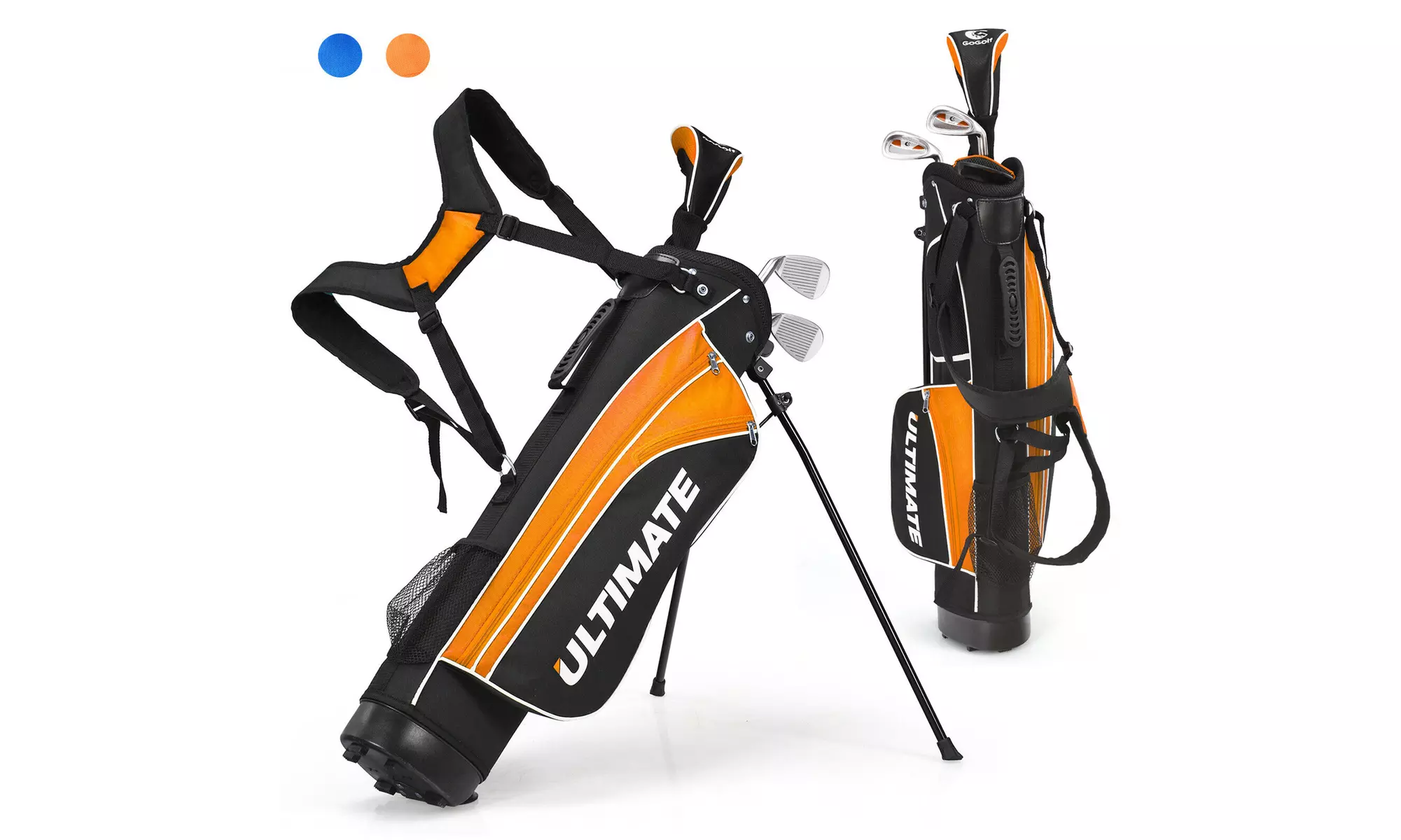 Costway 31'' Portable Junior Complete Golf Club Set for Kid  8 Set of 5 Yellow  - Primary Image