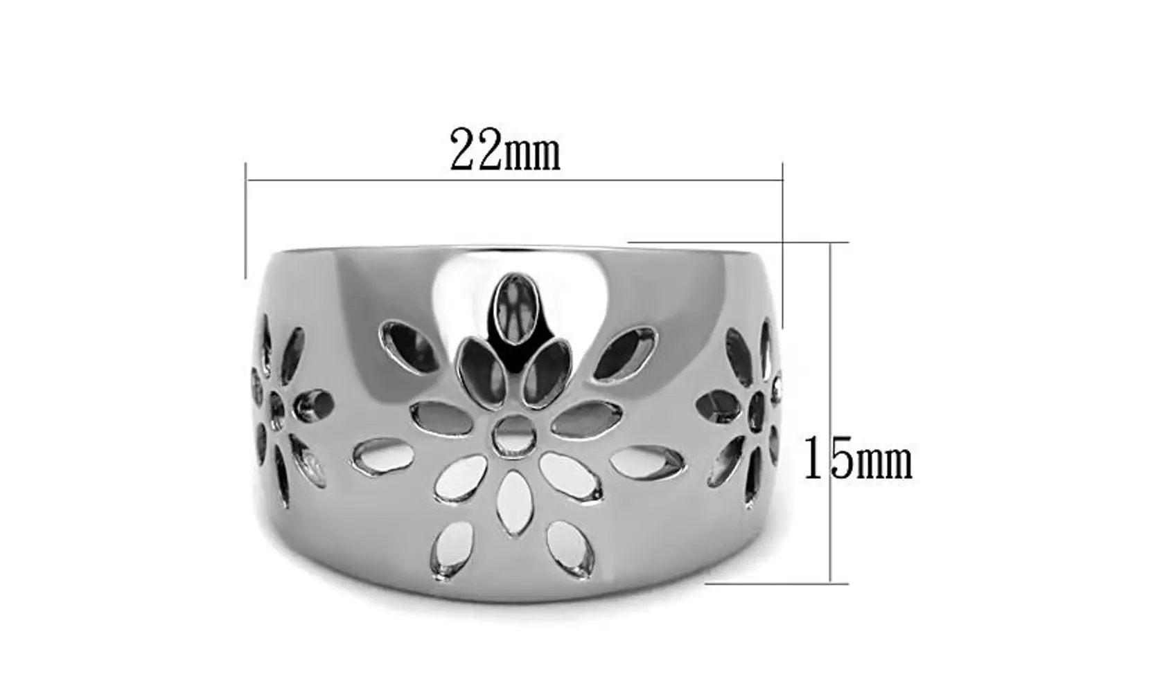 Women's Stainless Steel 316 High Polished Flower Design Fashion Ring 