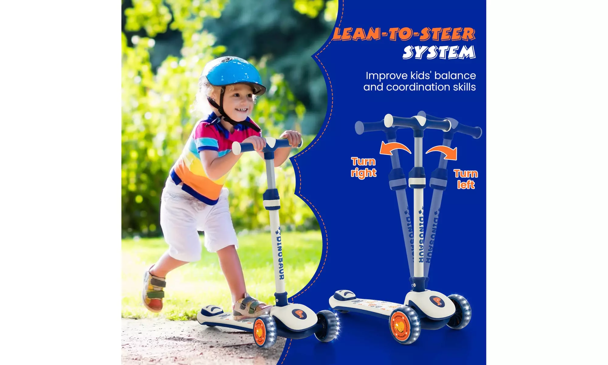 Costway 3-Wheel Kids Scooter Toddler Folding Balancing Kick Scooter