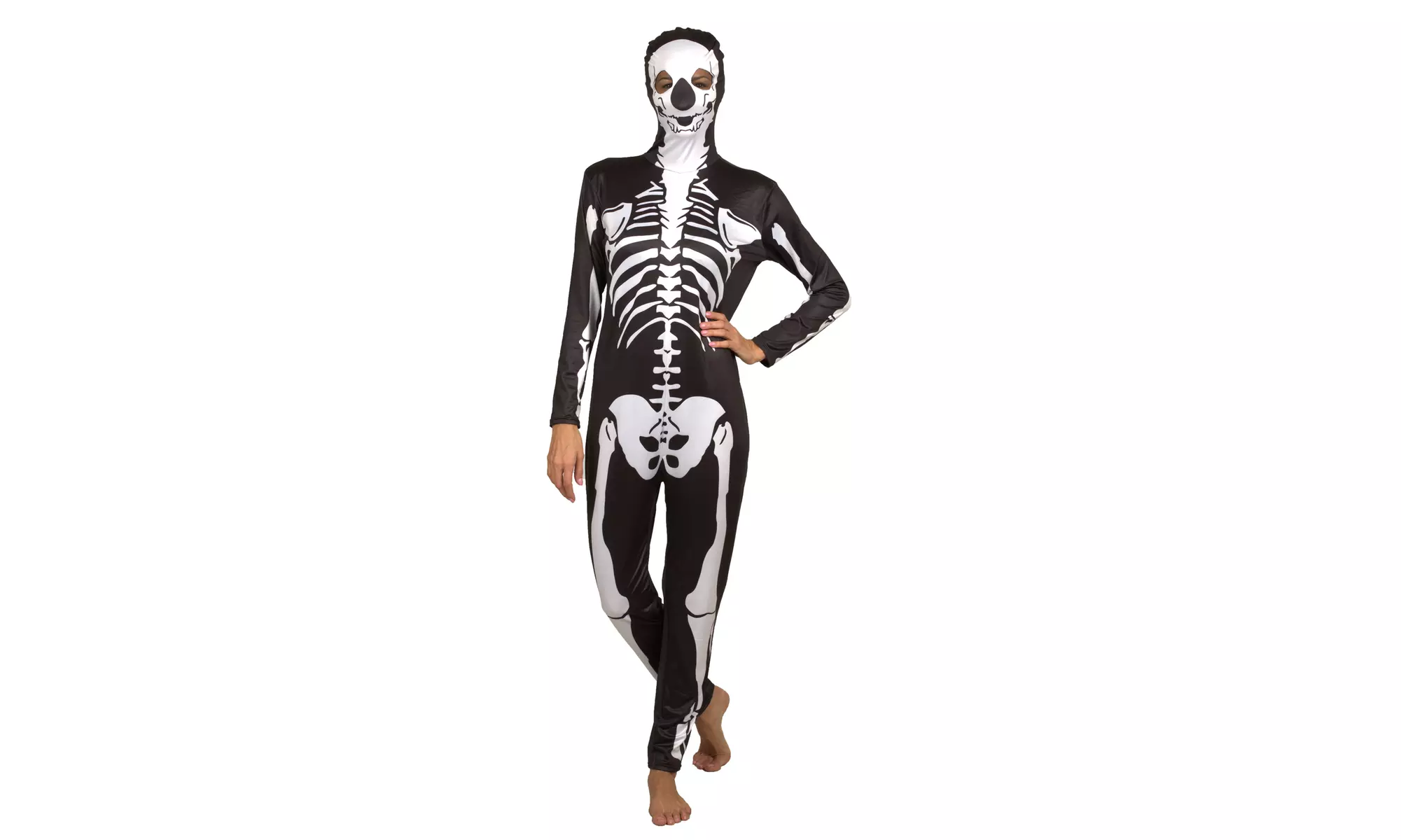 Unisex Adult Skeleton Halloween Costume Jumpsuit Stretchy Bodysuit - Primary Image