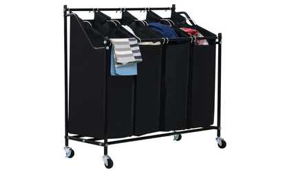 4 Bag Rolling Laundry Sorter Cart Hamper Organizer Compact Basket