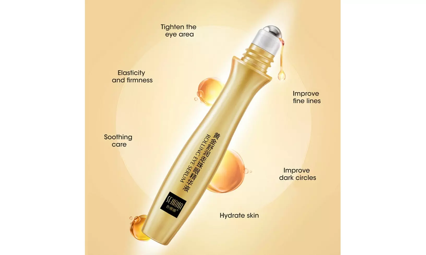 Gold Eye Serum Peptide Collagen Cream Roll-on Essence Anti Wrinkle Puffiness