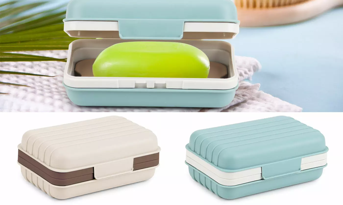 2-Pack Self Draining Bar Soap Holder Case Travel Soap Container Dishes