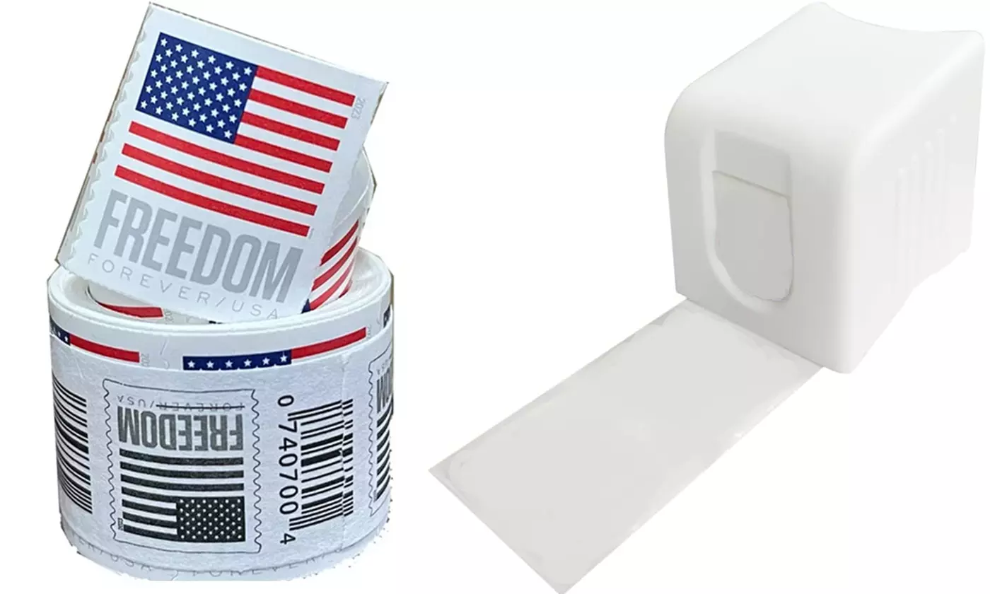 Stamp Organizer Stamp Roll Holder Dispenser with a Roll of 100 Stamps 2023 - Primary Image