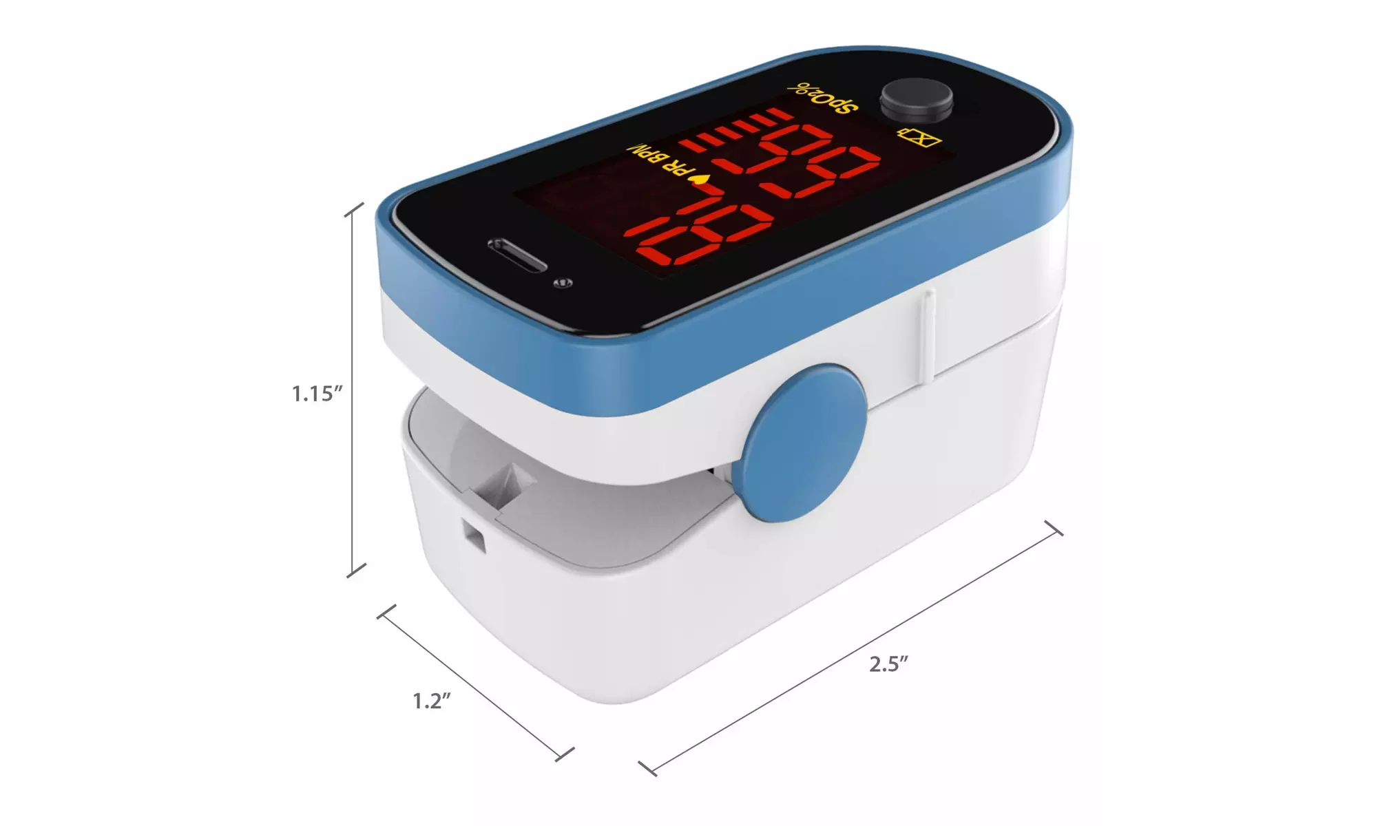 CHOICEMMED Sky Blue Finger Pulse Oximeter - Blood Oxygen Saturation Monitor  - Second Medium
