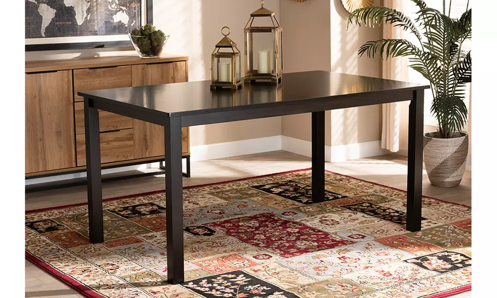 Eveline Espresso Brown Finished Rectangular Wood Dining Table - Primary Image
