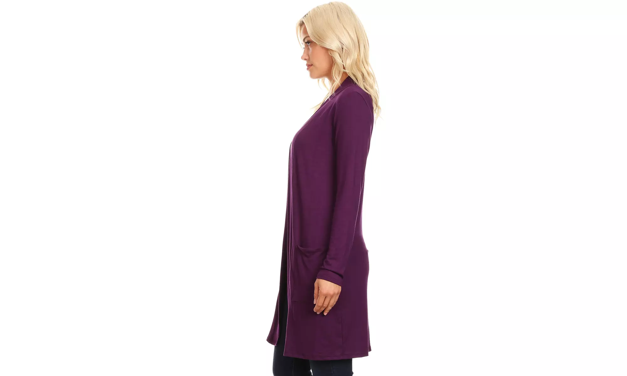 Women's Casual Open Front Basic Long Sleeves Side Pockets Solid Cardigan