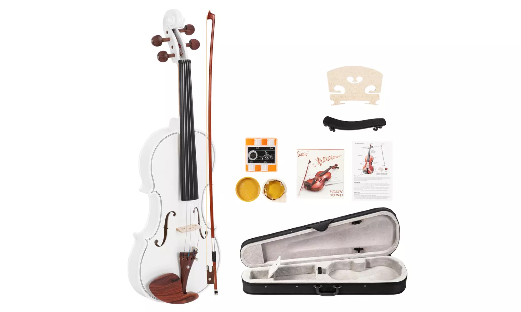 Glarry GV103 4/4 Spruce Panel Violin Matte Black/White - Primary Image