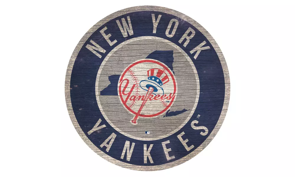 MLB 12" Distressed Circle State Sign  - Second Medium