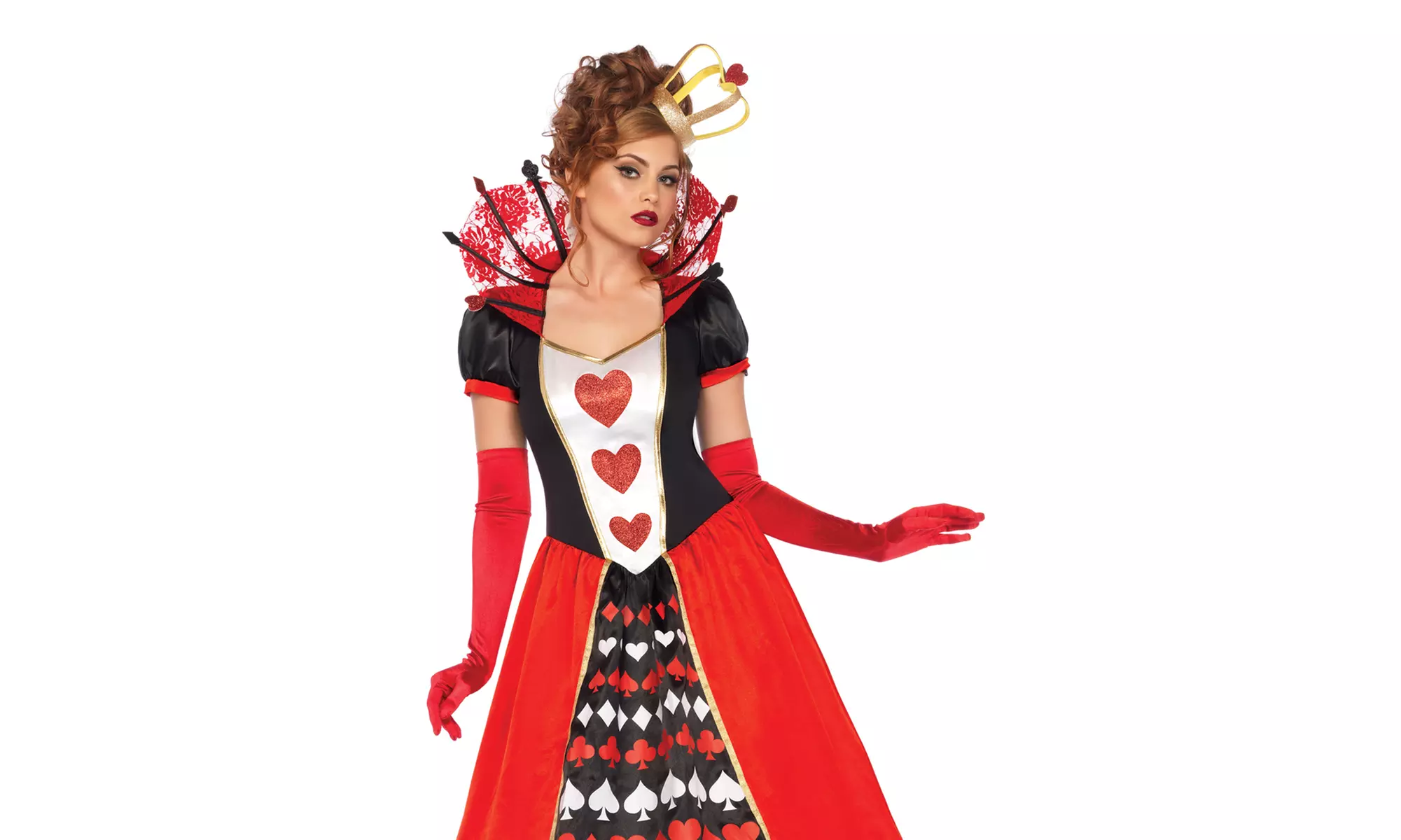 Leg Avenue Deluxe Queen of Hearts Ball Gown Set Costume - Primary Image