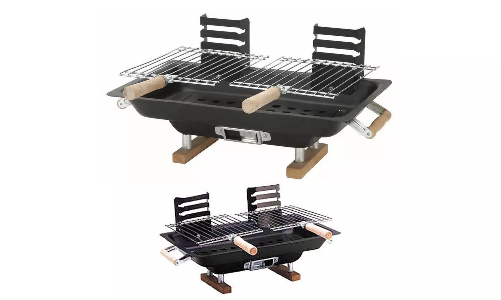 New Charcoal Hibachi Grill with 2 Multi-Positioned Grills Ideal for Travelling - Primary Image