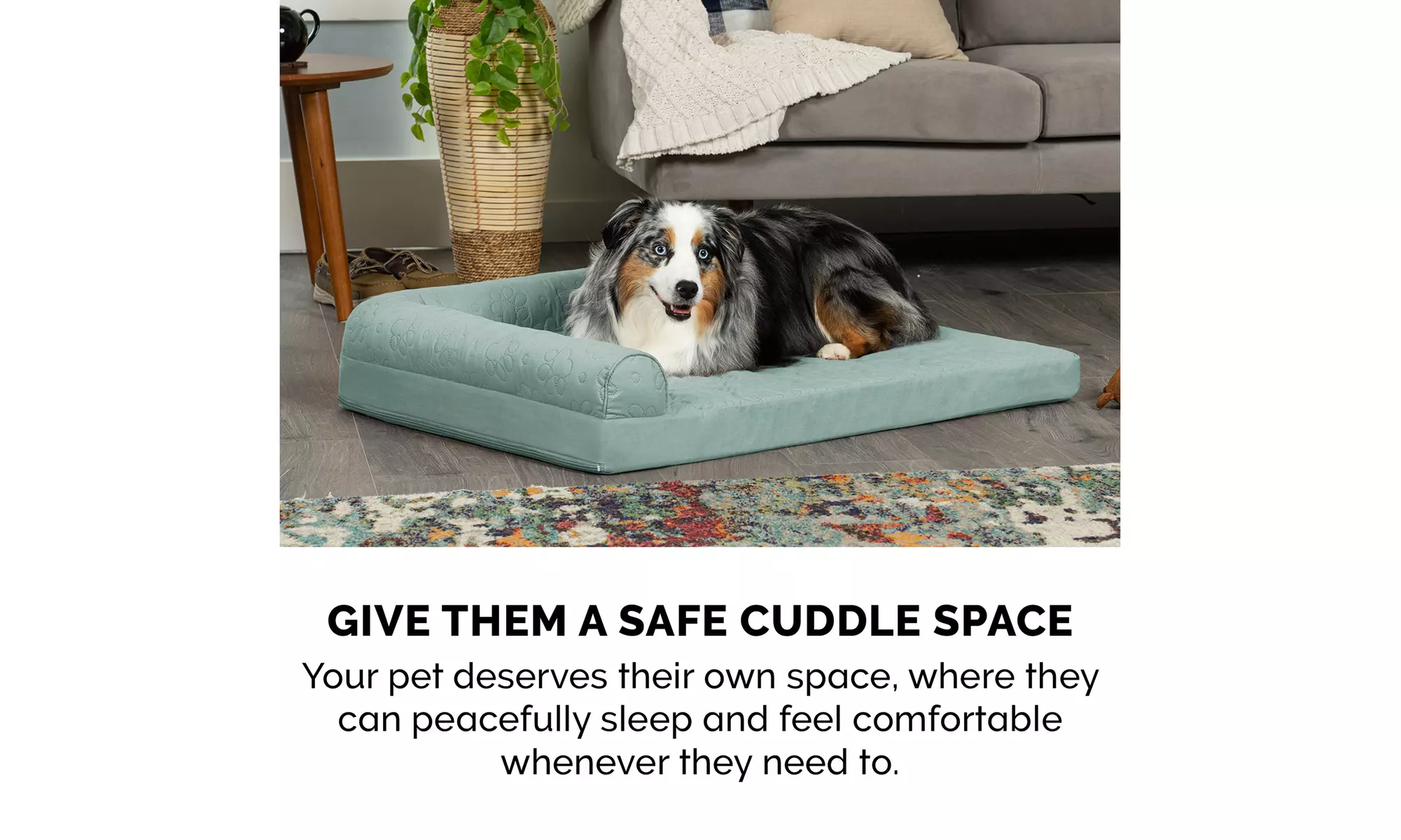 FurHaven Paw Quilted Chaise Full Support Sofa Pet Bed w/ Removable Cover