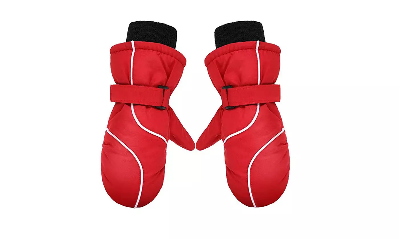 Kids Winter Warm Ski Mitten Waterproof Snow Gloves for 4-9 Years