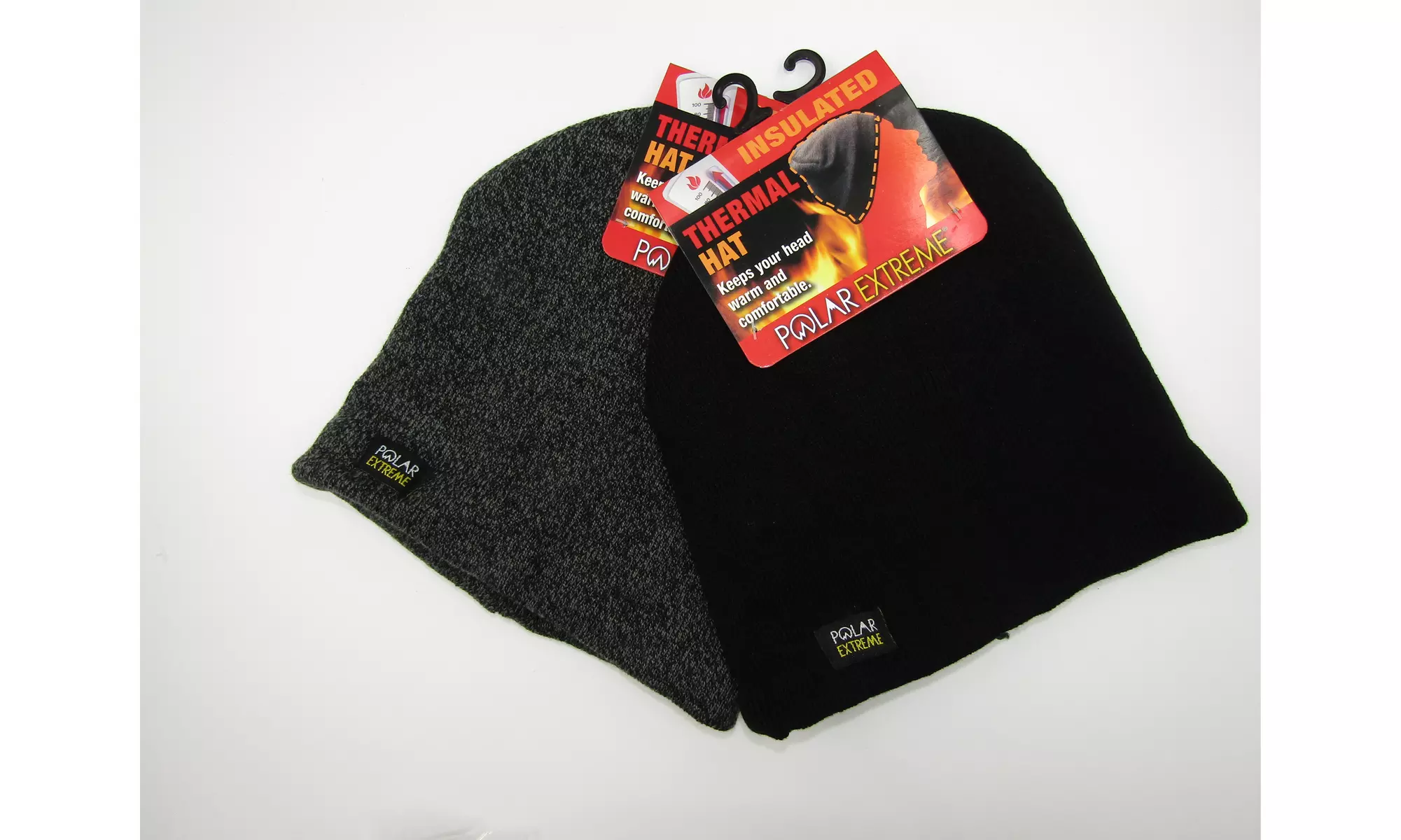2 Pack Men's Thermal Baggy Beanie slouchy winter Fleece lined Hat Skull Men Cap - Primary Image