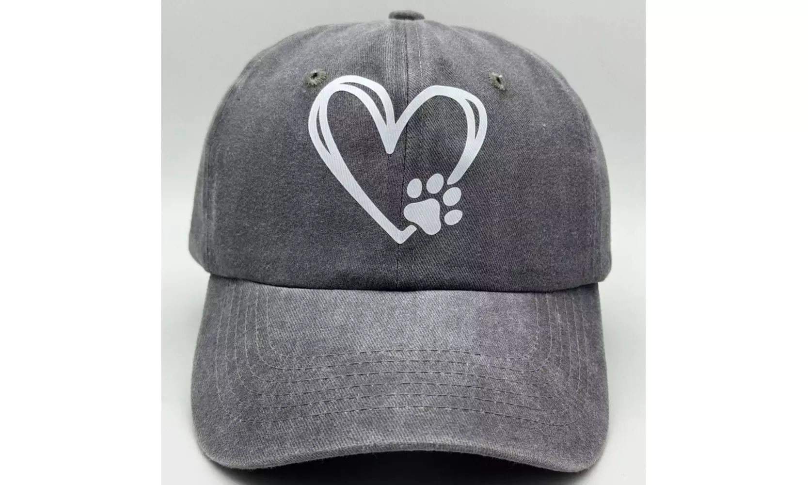 Vintage Washed Heart Paw Print Baseball Hat