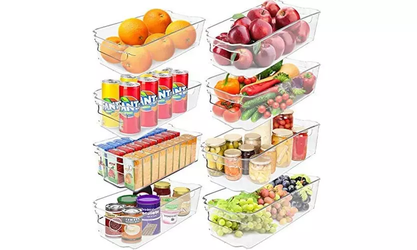 Clear Bins Stackable Storage Organizer Containers with Handles - Primary Image