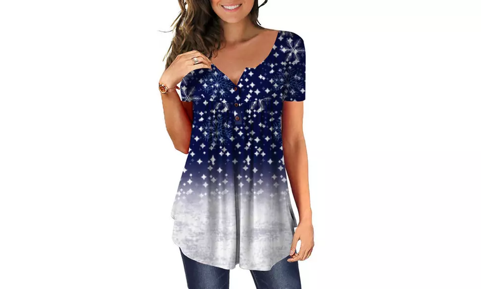 Women's Button Up Summer Short Sleeve Casual Tops Tunic Shirts Blouses