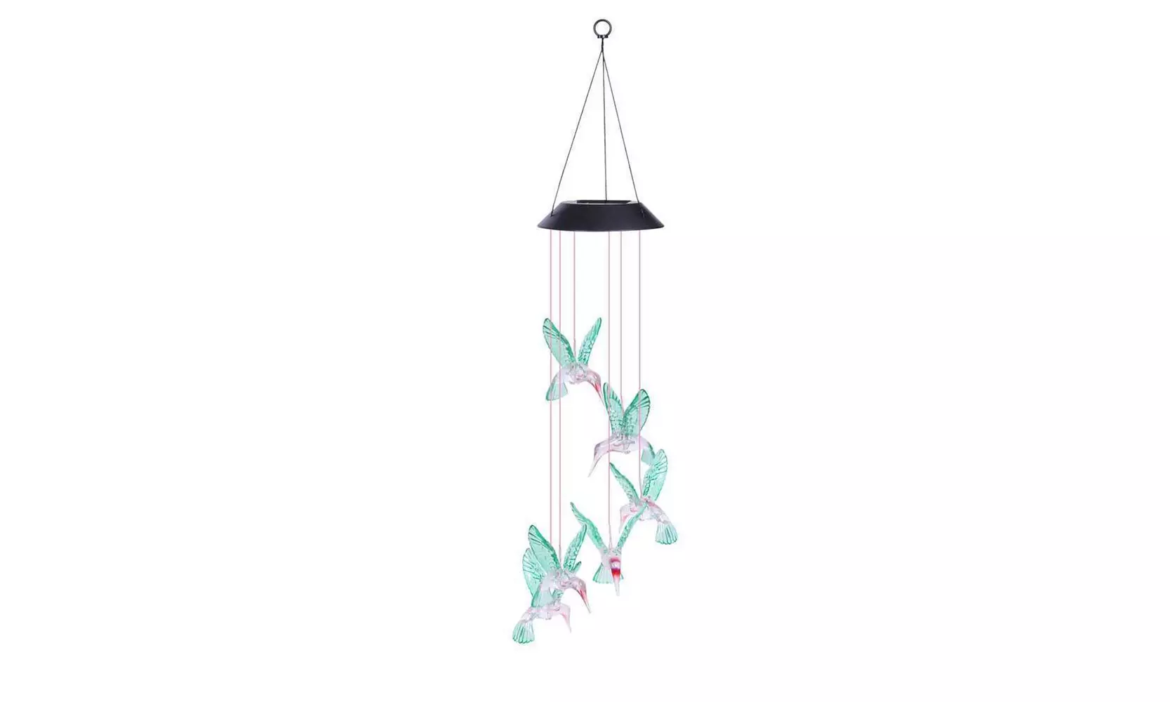Color-Changing LED Solar Powered Hummingbird Wind Chime Lights Yard Garden Decor - Primary Image