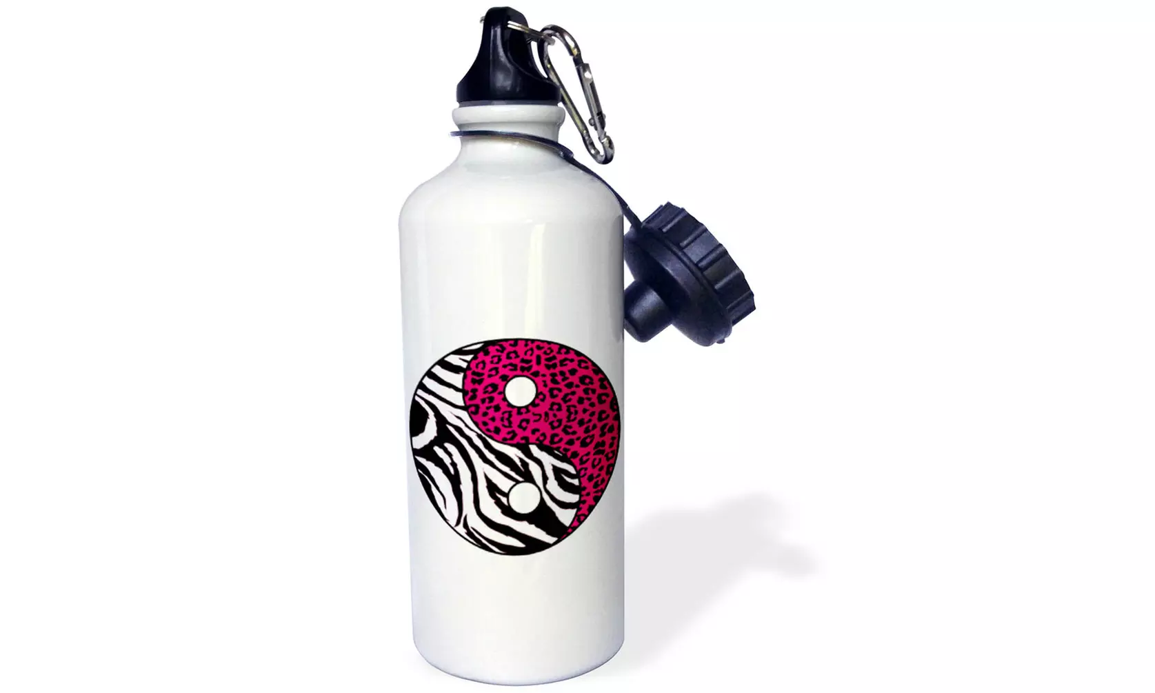  Water Bottle Ying and Yang Symbol Zebra and Leopard Pink  - Primary Image