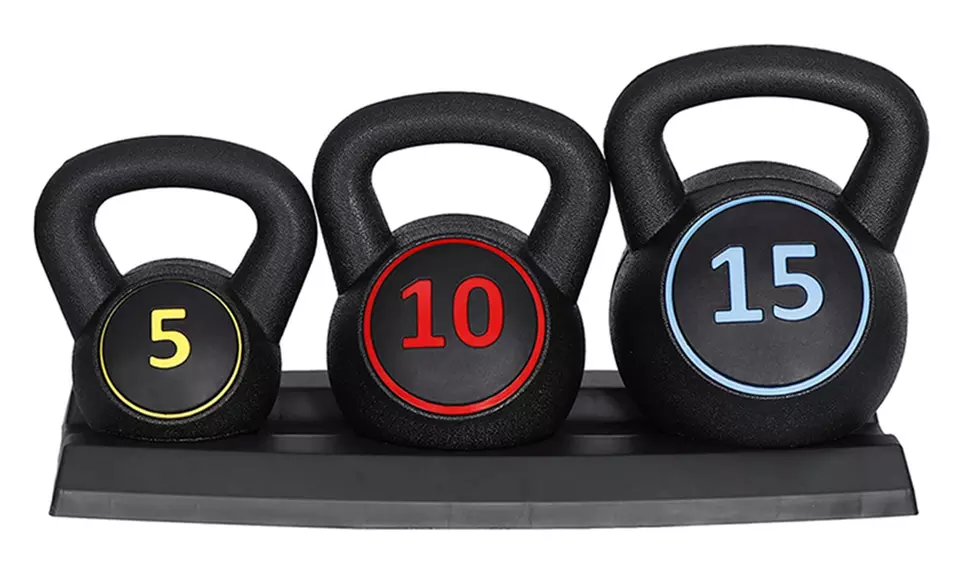 3pc Kettlebell Set & Storage Rack - Second Medium