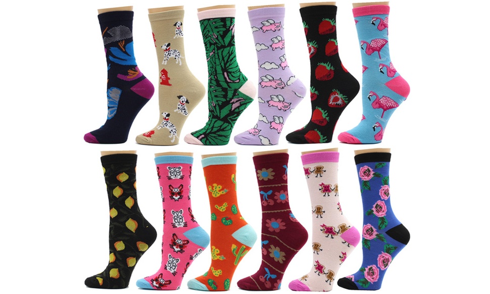 Frenchic Women's Statement Cotton Blend Crew Socks (12-Pairs)