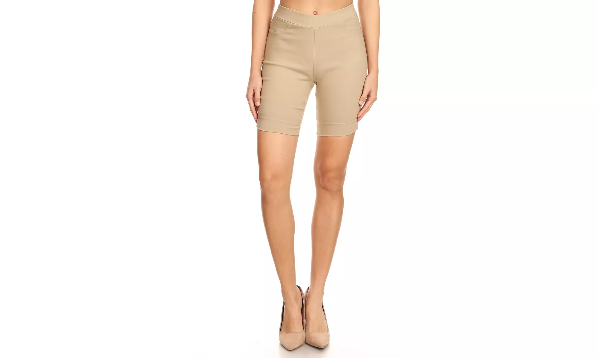 JVINI Women's High Rise Stretch Jean Bermuda Shorts With Slit Hem S-3XL