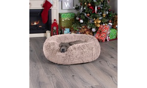 FurHaven Calming Cuddler Long Fur Donut Dog Bed 