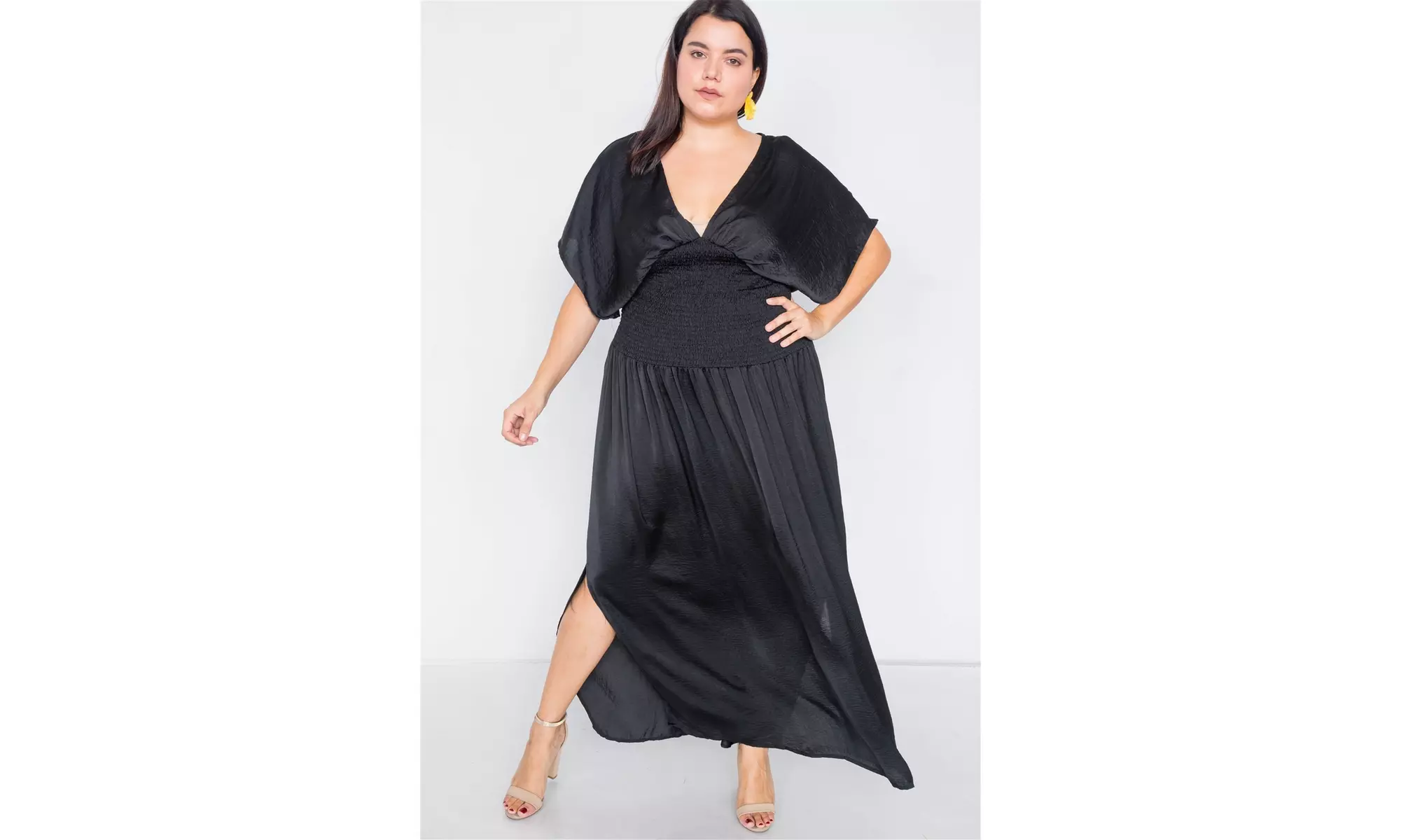 Plus Size V-neck Satin Kimono... | Groupon Goods