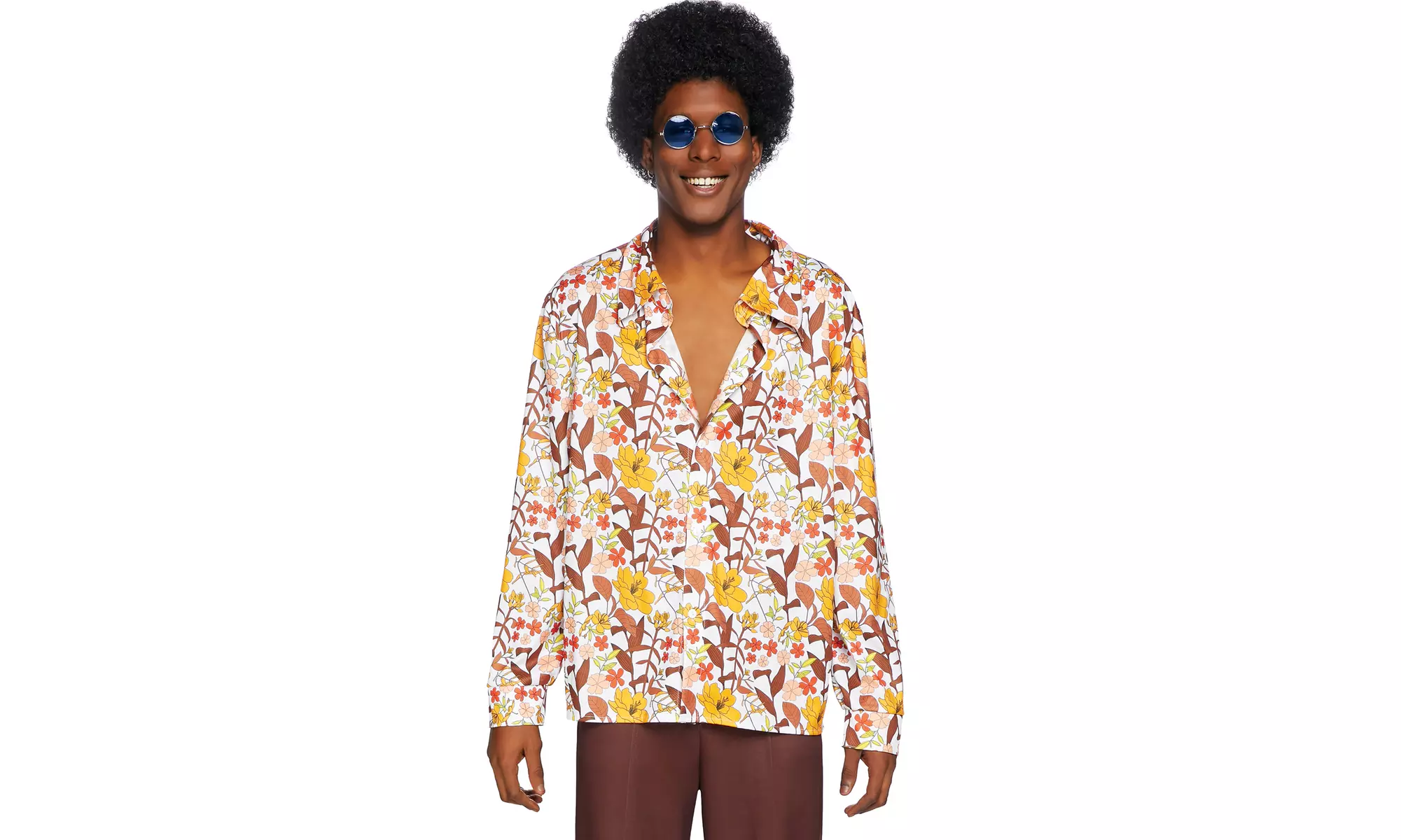 Leg Avenue Men's 70s Floral Shirt Adult 1970s Halloween Costume - Primary Image