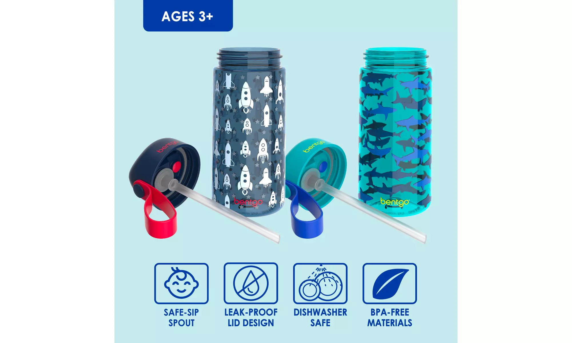 Bentgo Kids Water Bottle (1 and 2 Pack options)