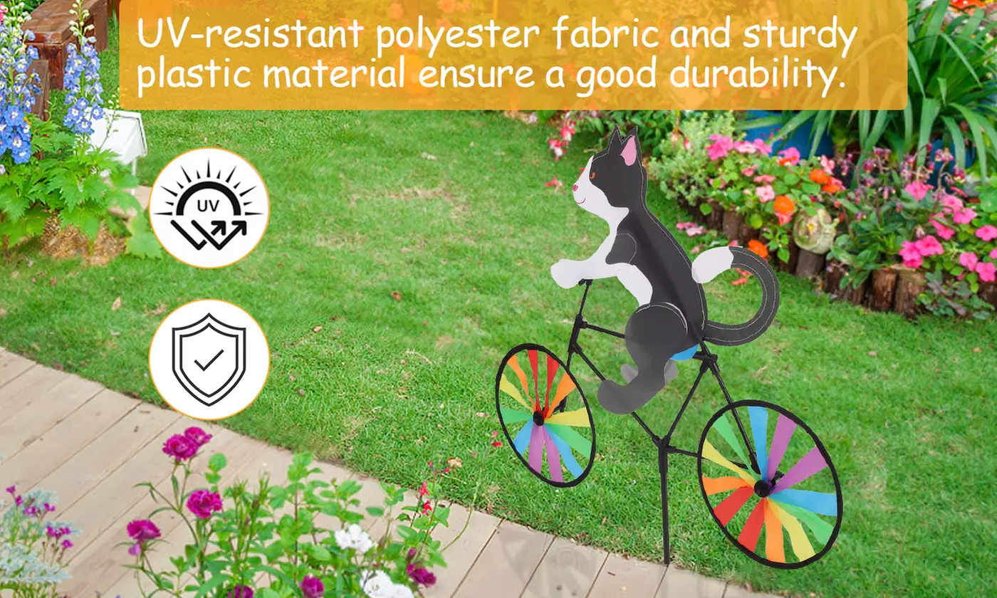 20" Animal Bike Wind Spinner Windmill Garden Funny Cat Dog Whirligig Pinwheel 