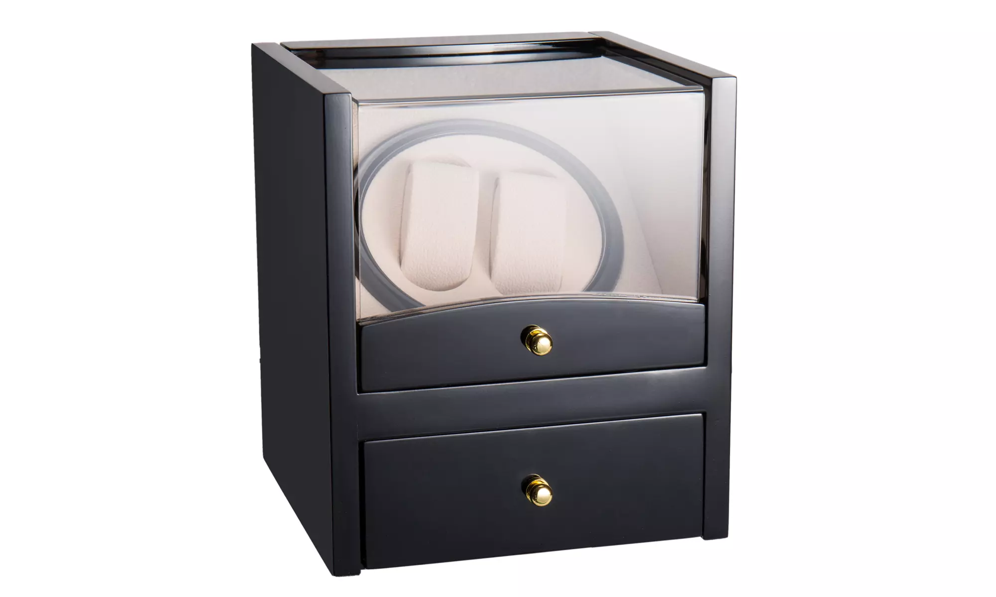Watch Winder Display Box Automatic Rotation Storage 2 2 Grids Wooden Cases - Second Medium