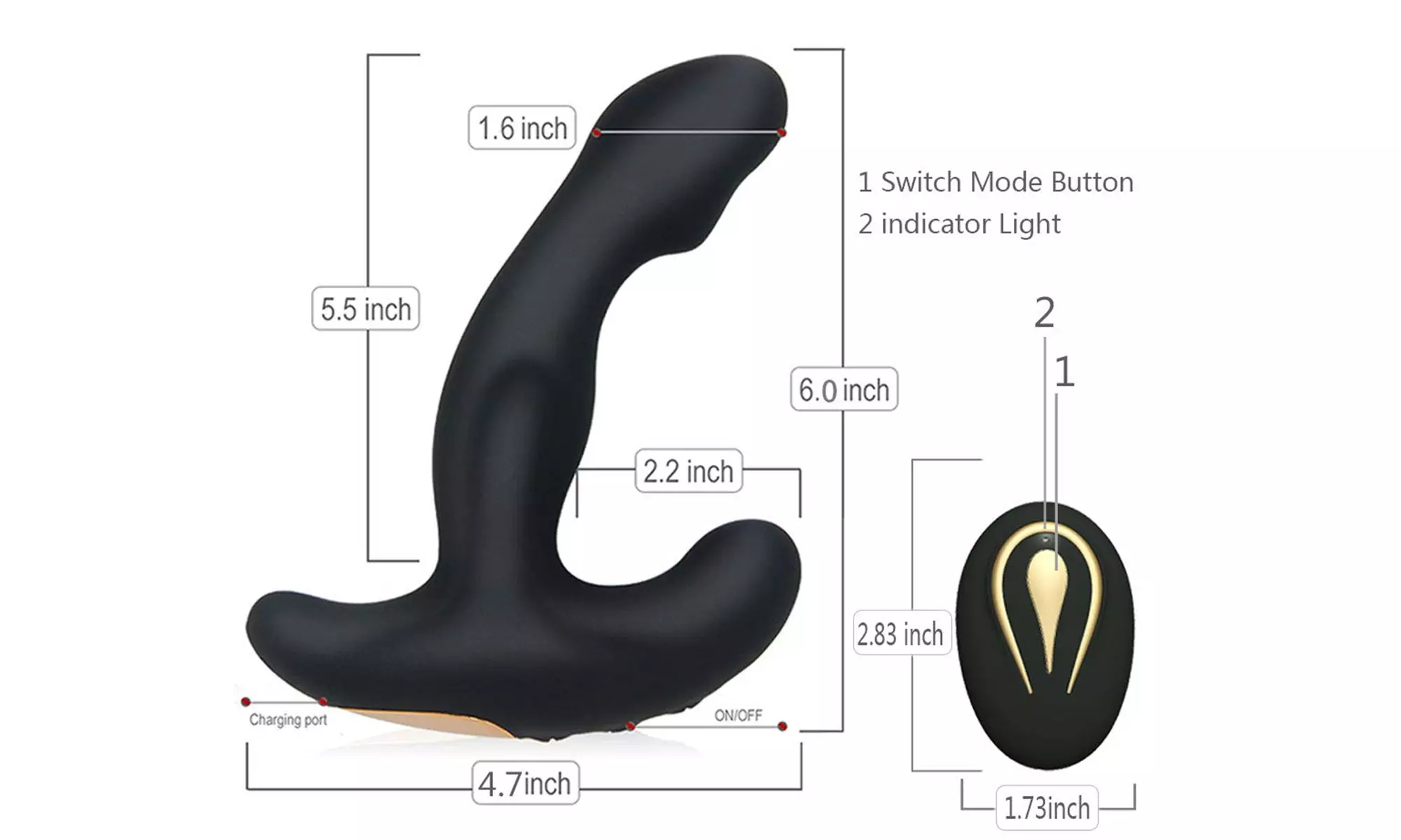 12 Speeds Prostate Massager Anal Plug Vibrator Remote Control Waterproof Sex Toy