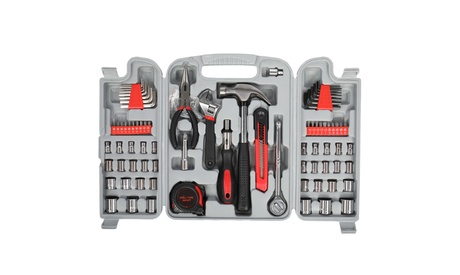 186 PCS Household Hand Tool Set Auto Repair Tool Kit For Home Or Auto Repair Grey