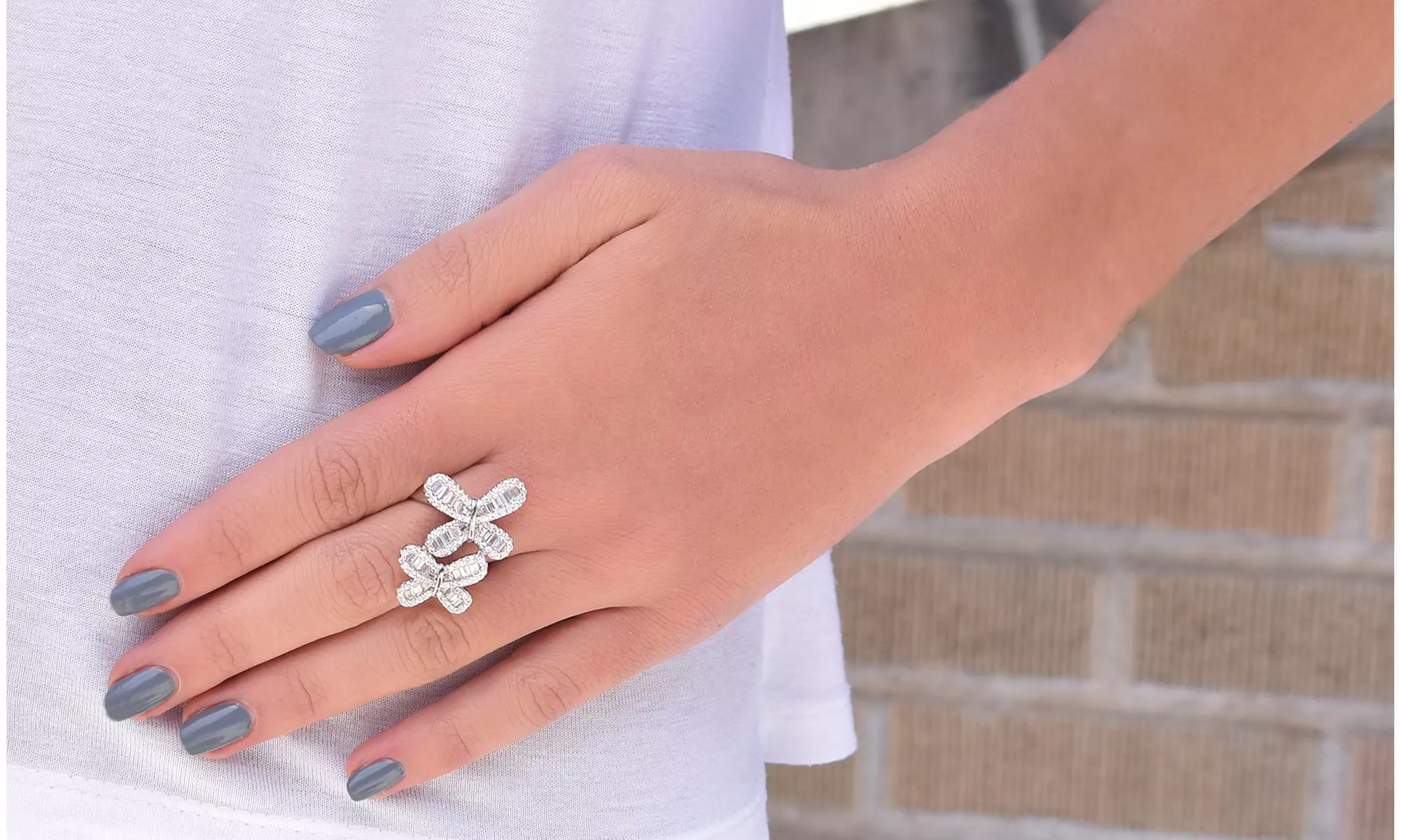 Brilliant Baguette Bypass Statement Ring - Primary Image
